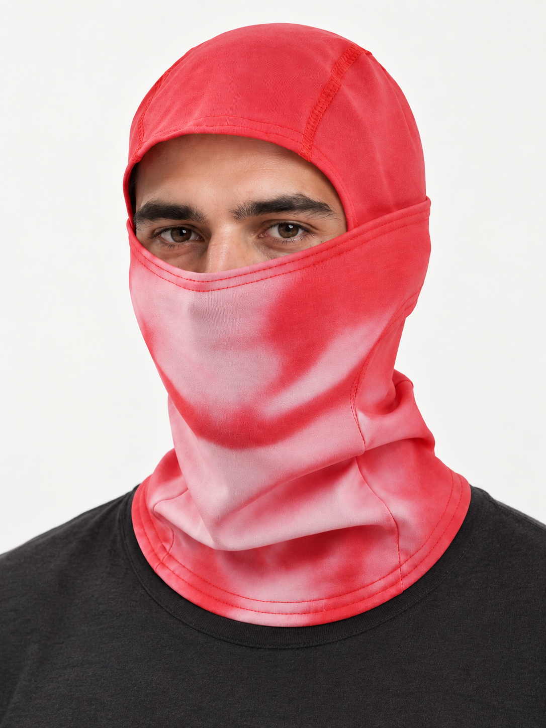 Studio model wearing Red / White balaclava